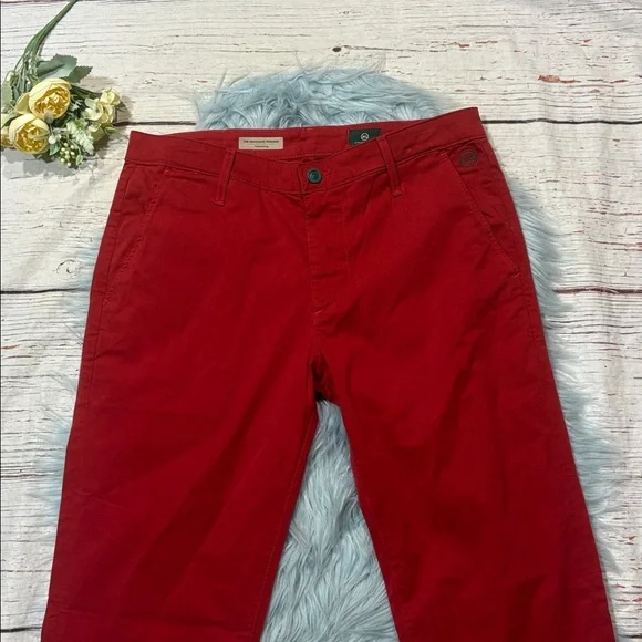 NWOT AG Adriano Goldschmied Graduate Chino Rocker Red Trousers